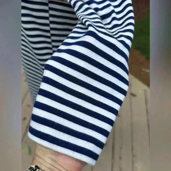 J. Crew Factory Women’s pullover dress striped navy/white Medium casual preppy - Picture 5 of 8